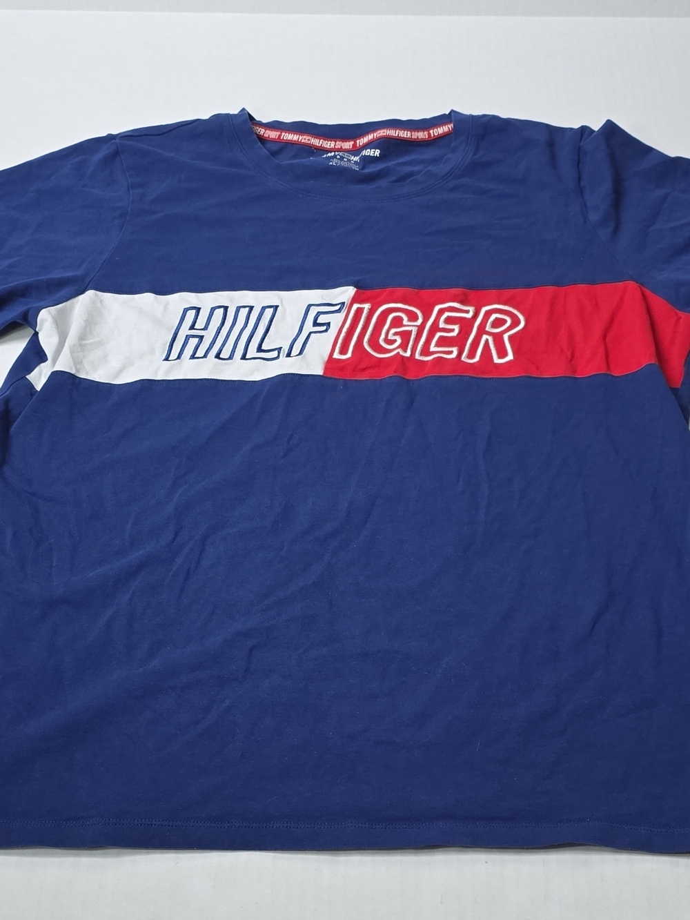 Tommy Hilfiger Navy Short-Sleeve Tee with Red & White Chest Panel